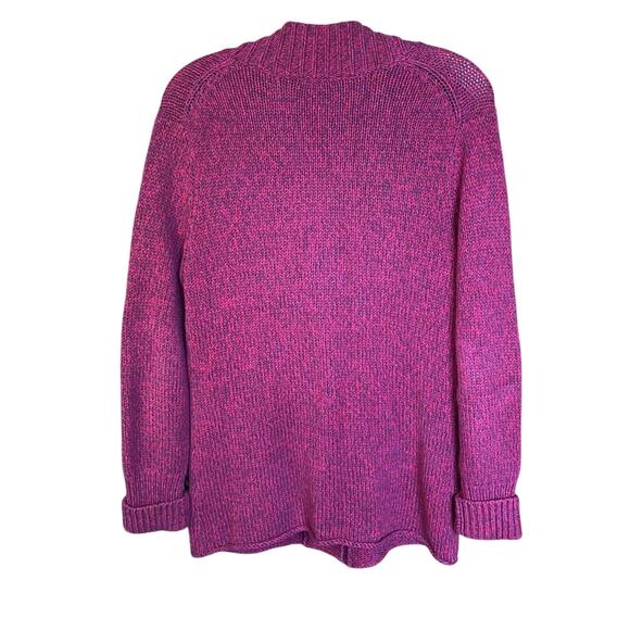 J. Jill Women's marled Cardigan Sweater unique buttons medium cozy cotton wine - Picture 2 of 8